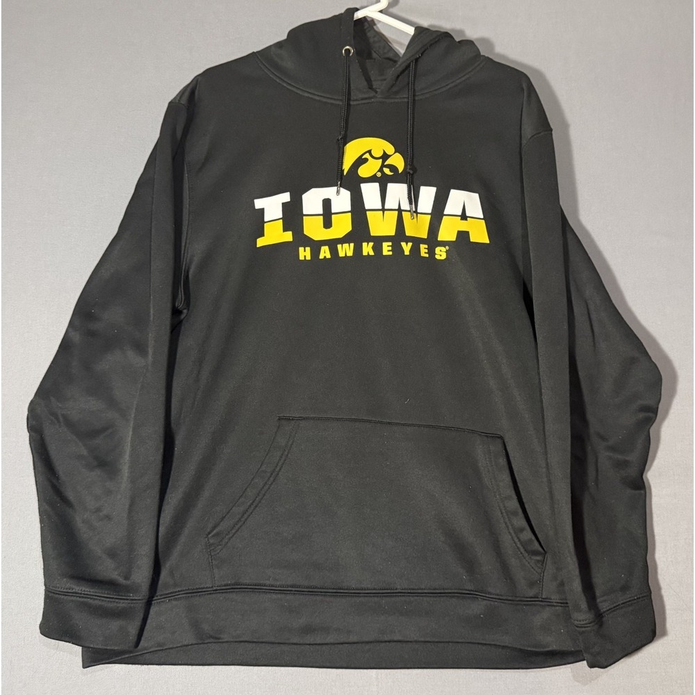 Colosseum Iowa Hawkeyes Logo Hoodie Mens XL Pullover Black Yellow Sweatshirt